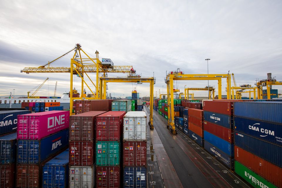 Goods move through Dublin Port. Ireland is the UK’s sixth largest trading partner, with two-way trade approaching €100bn a year. Photo: Bloomberg